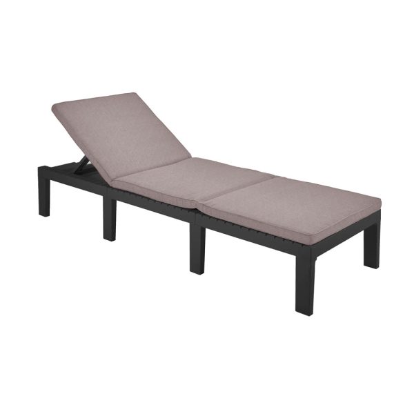 SLOŽIVA LEŽALJKA HAITI SA JASTUKOM 65 x 195 x 78 cm - 5 POLOŽAJA ANTRACIT