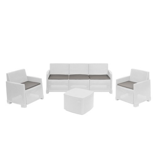 PROGARDEN Vrtni set Garda Rattan bijeli sa jastucima