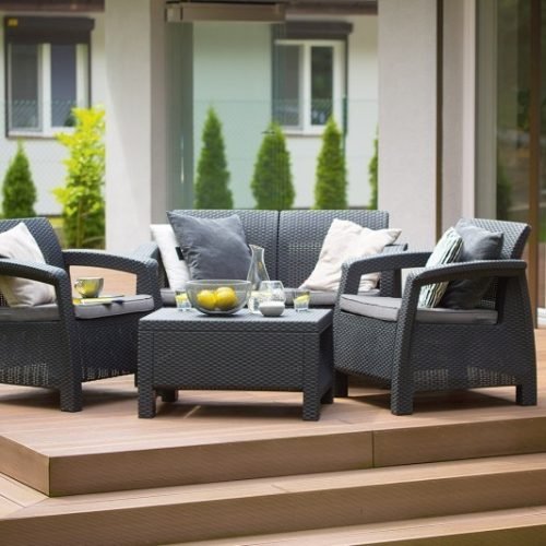 Set Corfu II sa jastucima antracit/smeđa