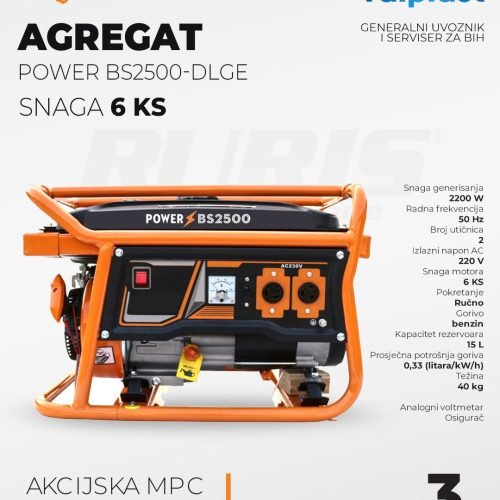 RURIS benzinski agregat za struju BS2500 DLGE 2,2kW