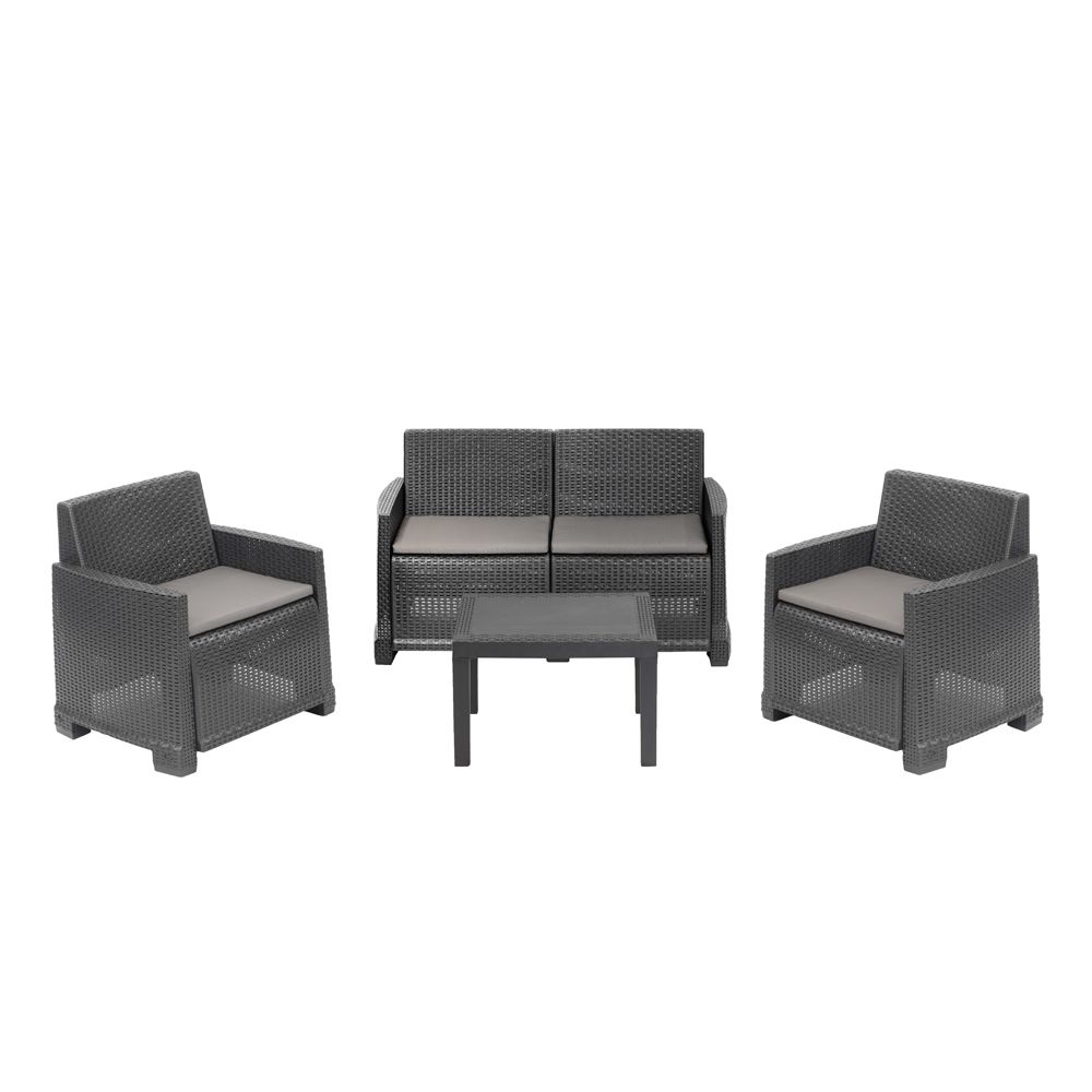 PROGARDEN set ISEO rattan antracit sa jastucima
