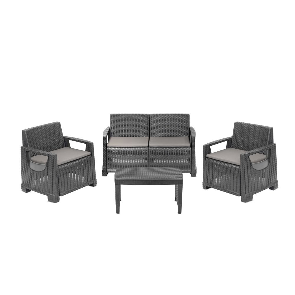 PROGARDEN vrtni set Mandello Rattan antracit sa jastucima